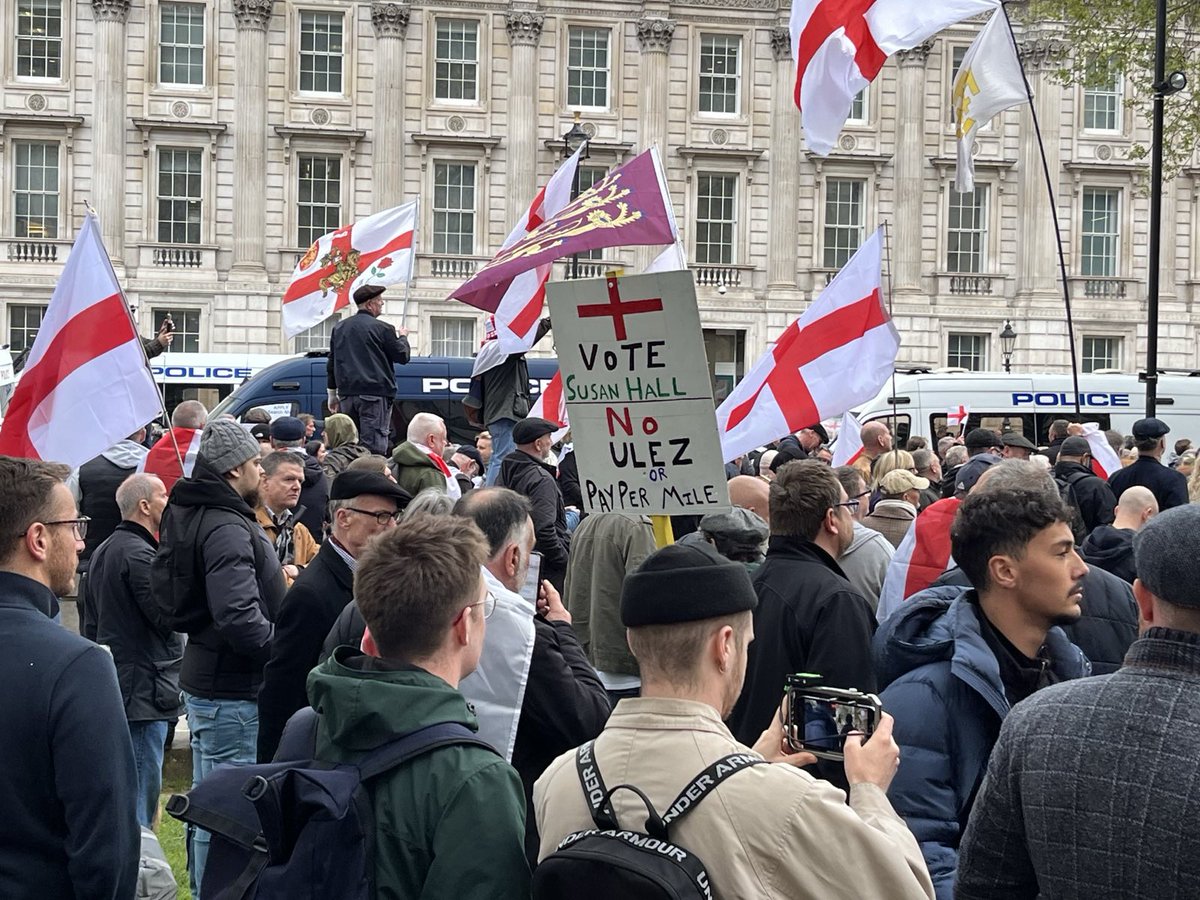 From supporting Donald Trump and Enoch Powell to chatting to Lawrence Fox and Katie Hopkins - is it any wonder that Susan Hall is seen by some at this demo as an ally of the far right?