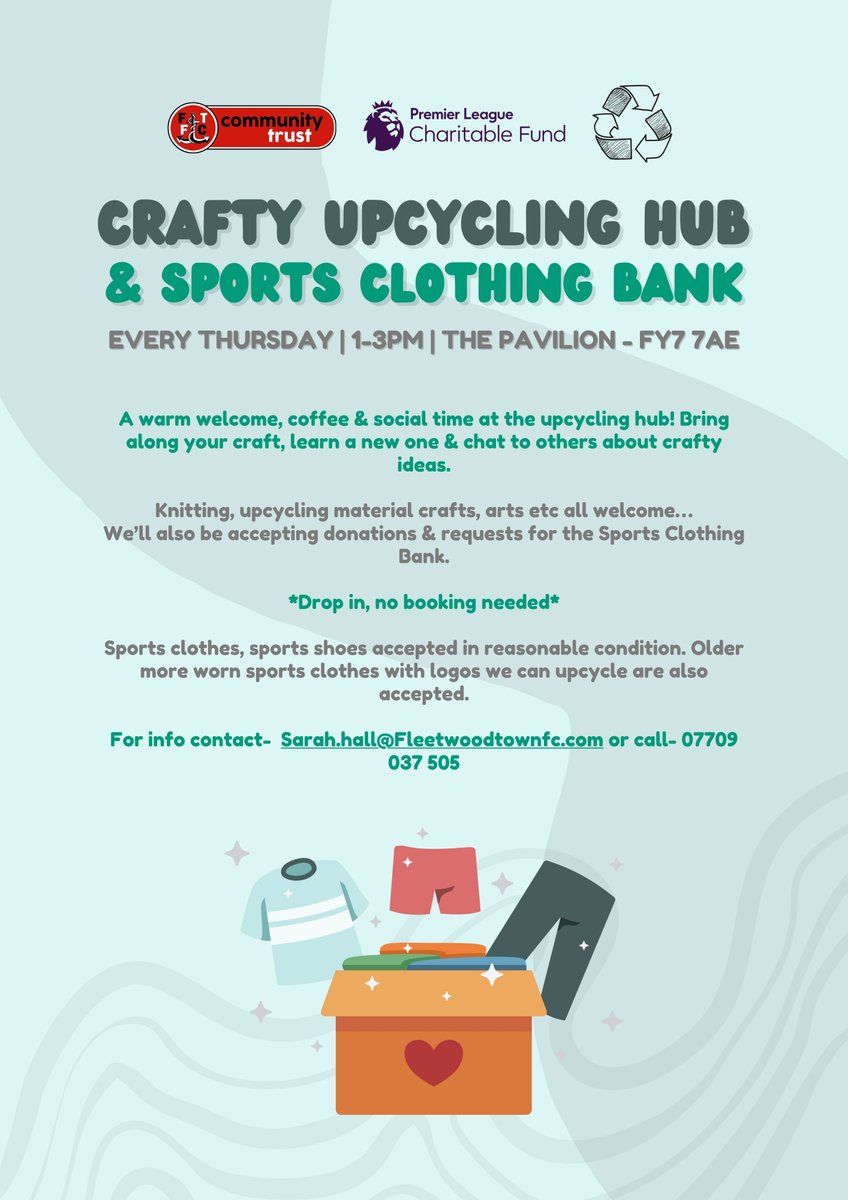 𝗖𝗔𝗟𝗟𝗜𝗡𝗚 𝗔𝗟𝗟 𝗖𝗥𝗔𝗙𝗧𝗬 𝗣𝗘𝗢𝗣𝗟𝗘! ✨ NEW, free, drop in craft and social session at Memorial Park, Fleetwood. We’re launching our new eco craft group on Thursday 16th May 1pm til 3pm No booking needed, just drop in on the day. Pop down and have a chat with…