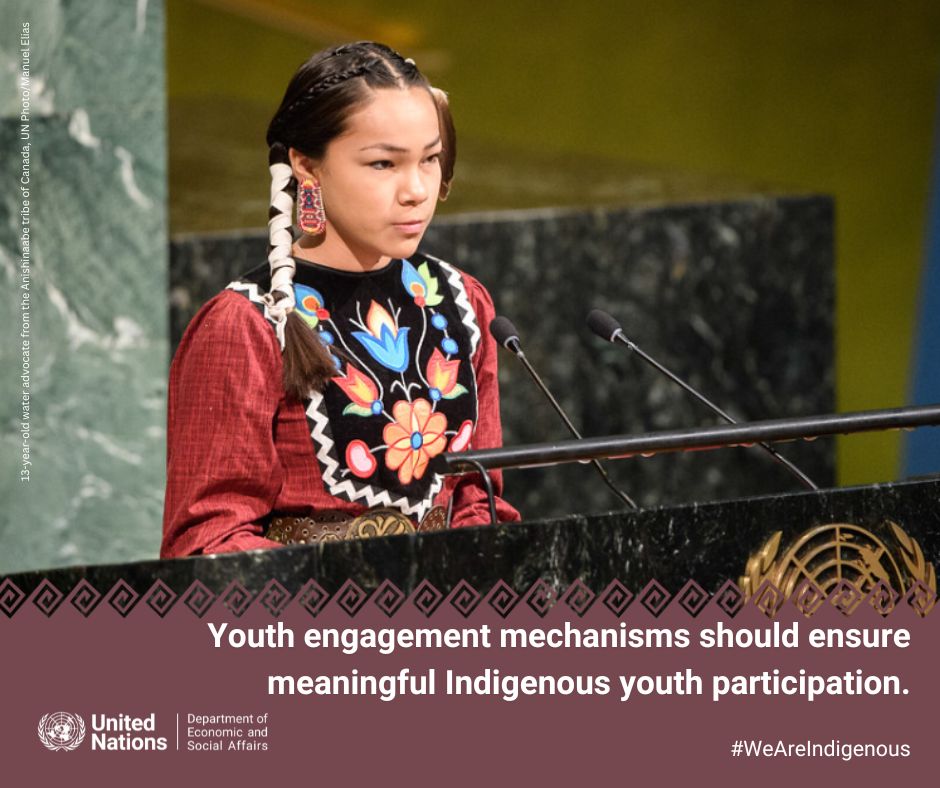 #Indigenousyouth are catalysts for change and should play a pivotal role in shaping the decisions that influence their future. Platforms for youth involvement should include Indigenous youth participation to build alliances to amplify their voices and actions.