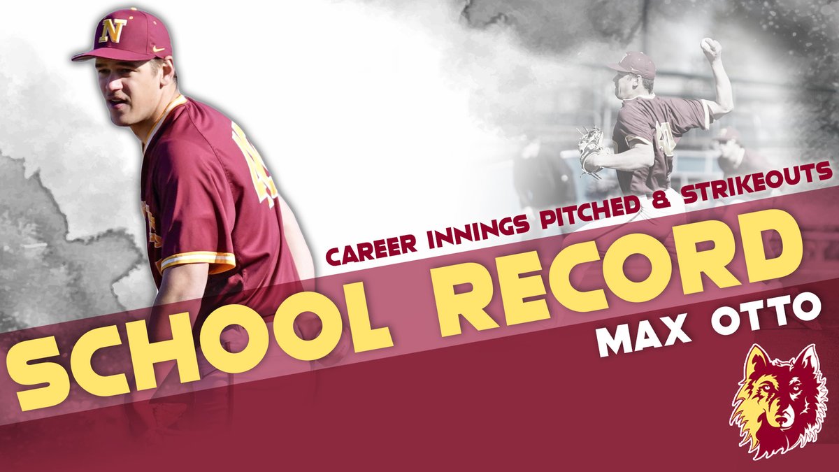 🚨 SCHOOL RECORD 🚨

He's still got a few starts left in the tank, but Max Otto is the @NSUWolves_BS school record holder for career innings pitched &amp; strikeouts‼️

☑️ 242.0 IP
☑️ 239 K (63 KL)

#GoWolves🐺 | #maroonNgold🐾
