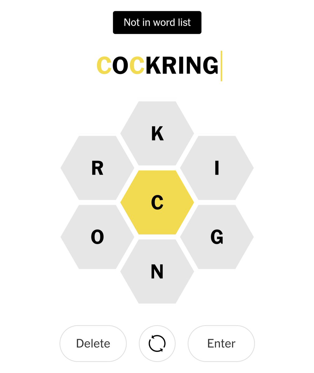 Forever disappointed by NYT Spelling Bee not accepting some of my best words. Even more so when they're a panagram