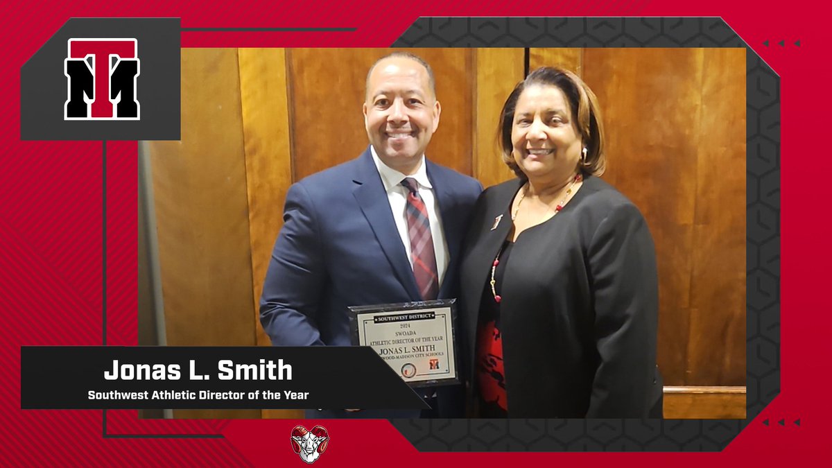 TMRamNation's tweet photo. Congratulations to District Director of Athletics Jonas L. Smith on being named the 2024 Southwest District Athletic Director of the Year! https://t.co/A2aI18HGdt