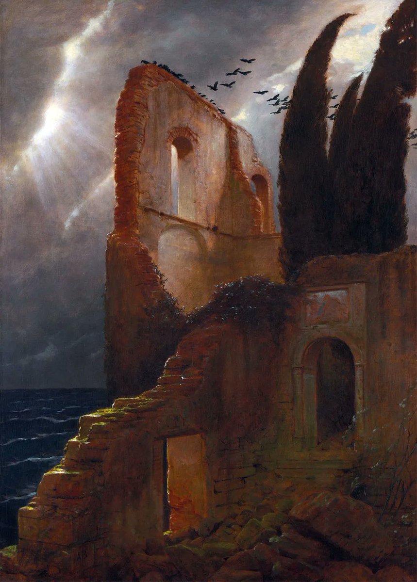 Good morning - I hope you slept like a squid-stuffed storm petrel - I'm starting with ‘Ruin by the Sea’, Arnold Böcklin, oil on canvas, 1881. Available as a single card or as part of the new 'Architectural Greetings Card Collection'. rathergoodart.co.uk/product/ruin-b…