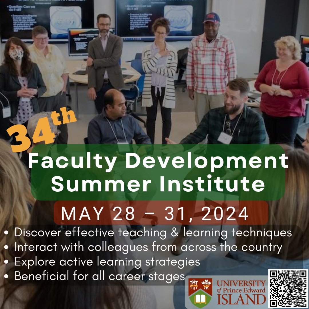 We still have a couple of spaces.  Come join us for an exceptional professional learning experience @UPEI #ActiveLearning #FDSI2024