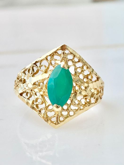 Excited to share the latest addition to my #etsy shop: Marquise Emerald Gold Ring, 14k Solid Gold Ring, One Carat Emerald Ring etsy.me/3JQEI4t #14kgold #14k #marquise #emerald #gold #ring #EtsyStarSeller #LittleWomenVintage #etsy #etsyshop #etsystore #filigree