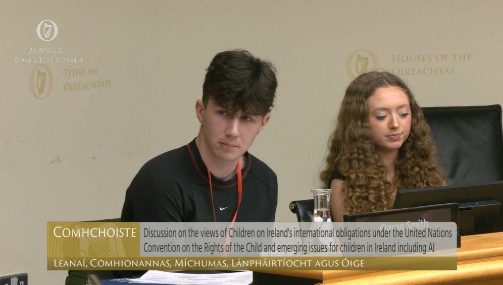 The OCO Youth Advisory Panel are before the Joint Oireachtas Committee on Children, Equality, Disability, Integration and Youth today talking about the Pieces of Us: What’s Next report and AI. Well done to all! oco.ie/news/ombudsman…