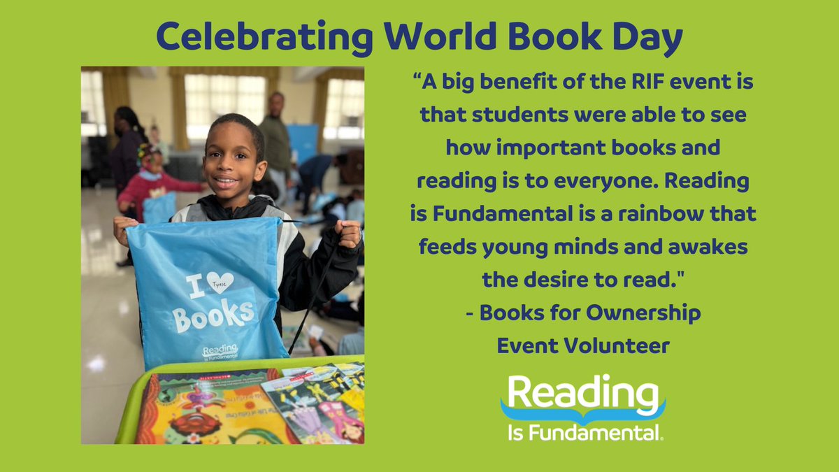 RIFWEB's tweet photo. Celebrate World Book Day and enjoy the power of #reading! Find out more about how you can be a part of giving books to children with RIF's Books for Ownership program. Visit #LiteracyNetwork: https://t.co/0aS64V686H #readingjoy #joyofreading https://t.co/v4fSZbyH9F