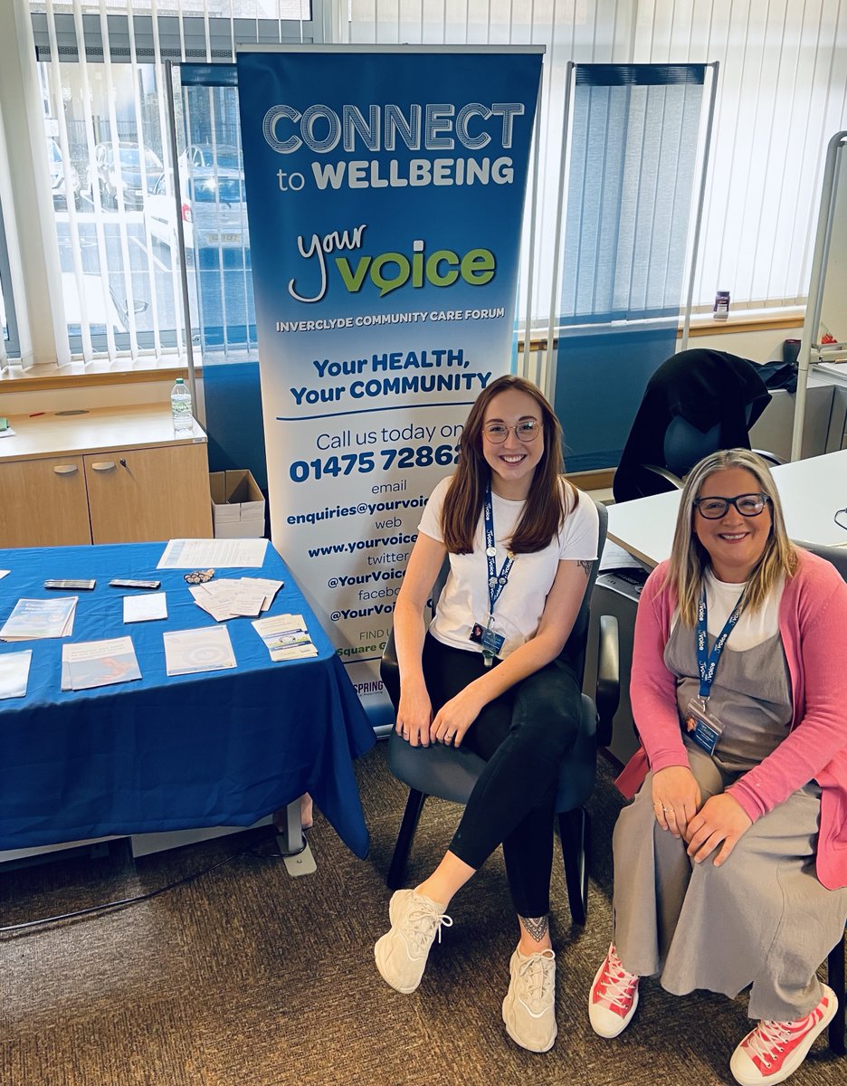 YourVoiceInver's tweet photo. Bethan and Gaynor had a great morning at the Job Centre’s Health & Wellbeing Information event. Supporting connections and meeting new people is always a good way to spend a Tuesday ☺️
https://t.co/TI7rJ1n2Gv
#InverclydeCares #Inverclyde #ConnectToWellbeing #yourvoice https://t.co/jCJ30dDh1L