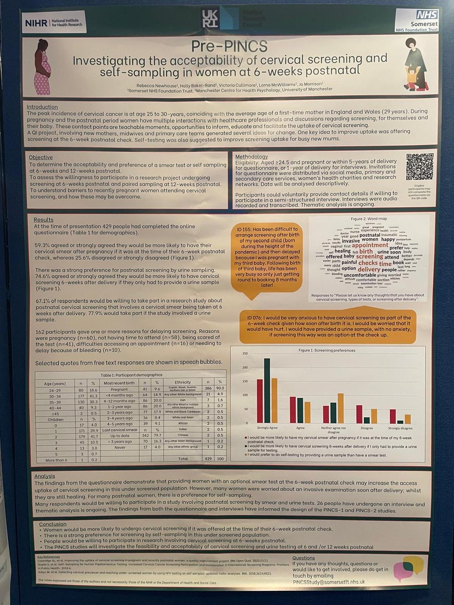 ⁦@TheBSCCP⁩ #BSCCP2024 come and talk to ⁦@NewhouseRebecca⁩ about her study on attitudes to postnatal cervical screening ⁦@JosTrust⁩ ⁦@BgcsFellows⁩ ⁦@GOGirls2015⁩ ⁦@victoriacullim1⁩ ⁦@eveappeal⁩