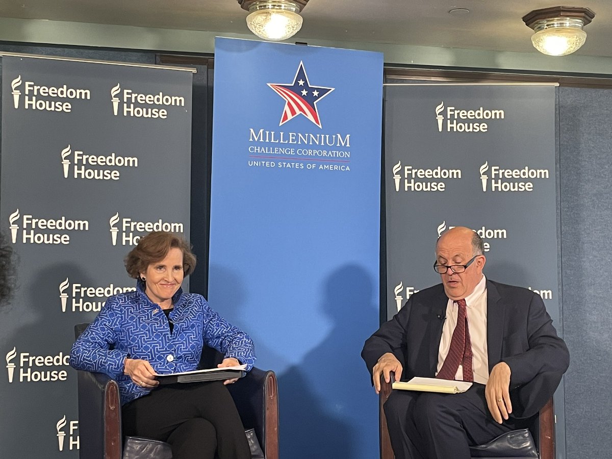 Democratic governance is central to sustainable development. Wonderful to hear from the heads of @MCCgov and @freedomhouse - Alice Albright and @abramowitz