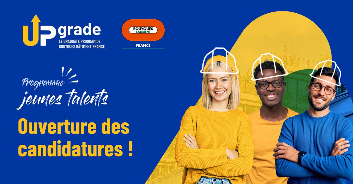 Bouygues_C's tweet image. 📣 Les #candidatures pour la promo 2024 du #GraduateProgram Bouygues Bâtiment France sont ouvertes !
Bientôt diplômé(e) ?
Tu souhaites débuter ta carrière par une expérience riche et diversifiée, rejoins-nous : upgrade-bbf.fr