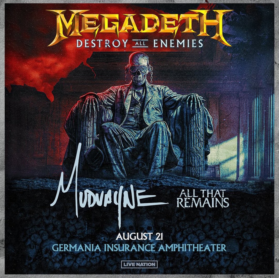 Peace Sells...but @Megadeth is ready to Destroy All Enemies with Mudvayne and All That Remains at @GermaniaAmp on August 24th! Tickets on sale this Friday, April 26th at 10am. Presale sign up: atxconcert.com