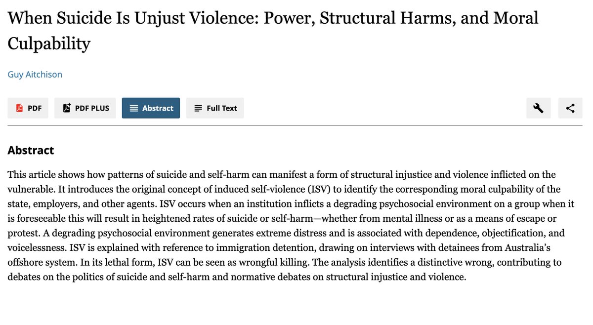 Excited to share my latest paper in 'The Journal of Politics' @The_JOP which looks at the troubling issue of suicide, self-harm and mental disorder among populations subjected to various forms of state violence.