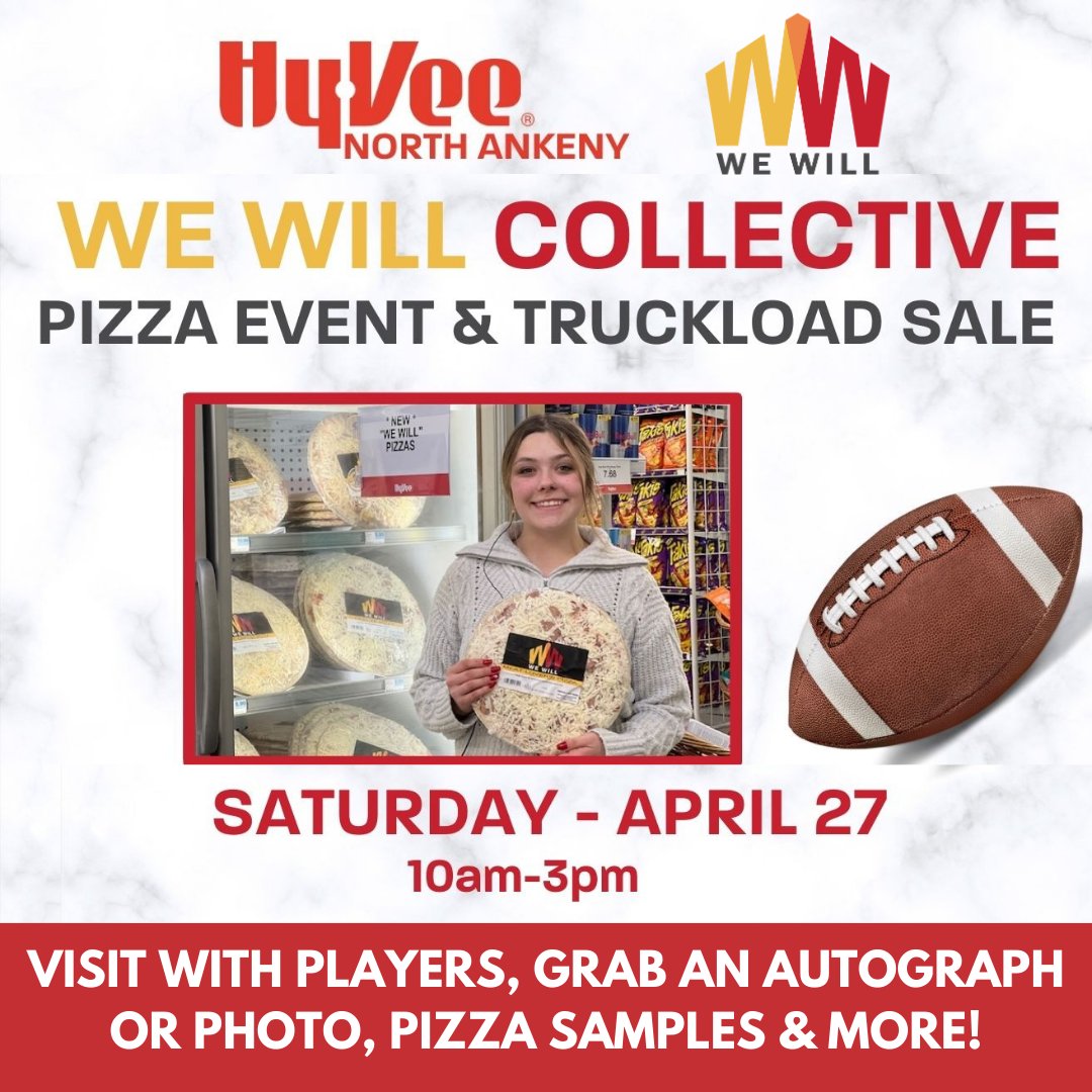 The roster is set! Come see the guys from @CycloneFB at North Ankeny @HyVee on Saturday from 10-3. Grab a We Will Pizza, autographs and more! Check the schedule to see when you can snag a photo with your favorites! #wewillpizza #cyclones