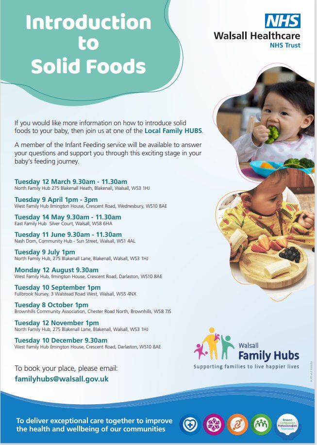 Would you like more information on how to introduce solid foods to your baby?
If so, book your place and get advice and support from our Infant Feeding Team.