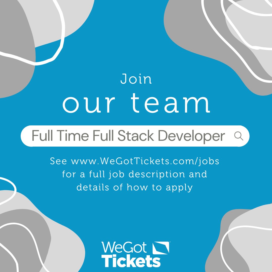 We're hiring! We're looking for a Full Stack Developer to join our IT Development team at our Oxford office. 🖥️ Full job description and details of how to apply can be found in the link below, and please share if you might know somebody suitable. 💙 👀 wegottickets.com/jobs