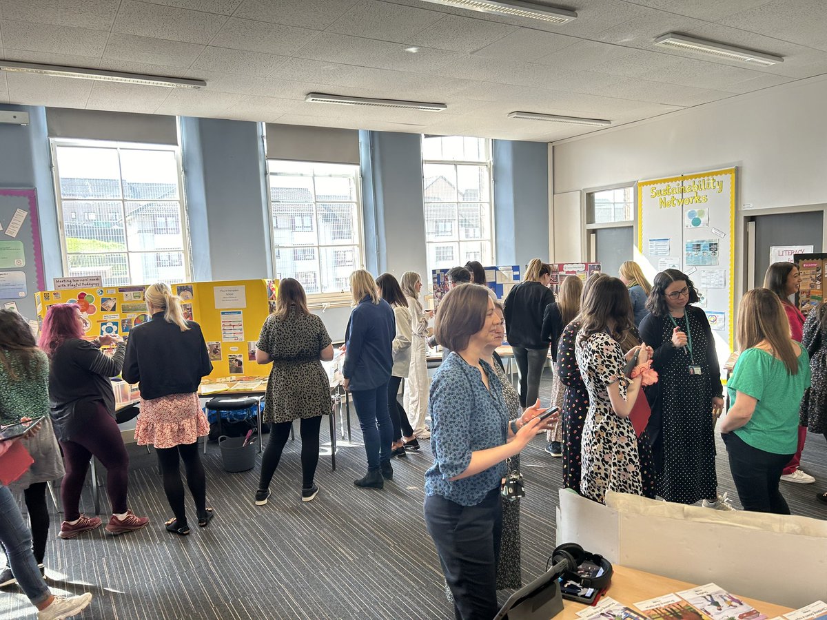 PPGlasgow's tweet photo. A fantastic day Sharing Positive Practice with colleagues across the city! 
A massive thank you to @AllanFlemingELC for the inspirational presentation on play and pedagogical leadership and to schools and partners for sharing their approaches 👏 @GIC_Glasgow #playfulpedagogyGCC https://t.co/ocqqfdj1jN