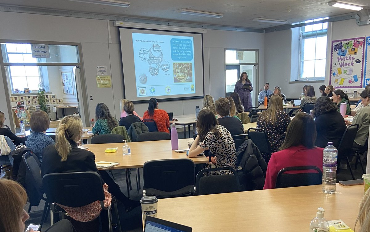PPGlasgow's tweet photo. A fantastic day Sharing Positive Practice with colleagues across the city! 
A massive thank you to @AllanFlemingELC for the inspirational presentation on play and pedagogical leadership and to schools and partners for sharing their approaches 👏 @GIC_Glasgow #playfulpedagogyGCC https://t.co/ocqqfdj1jN