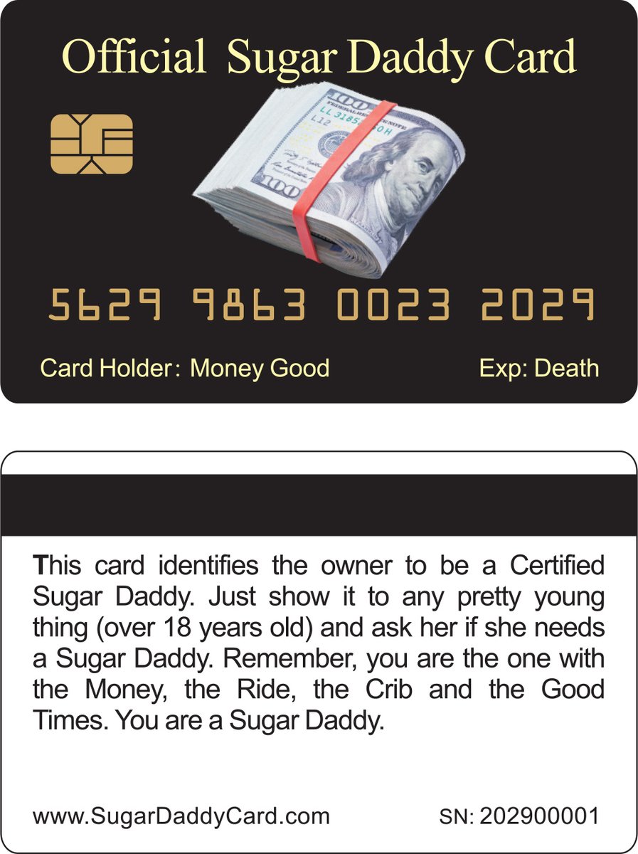 Are you a Sugar Daddy? amazon.com/gp/product/B0C… Get your card today. #blackpeople #Black #BLACKSOULS #sistasonBET #SugarDaddies #sugardaddylegit #houchiemama