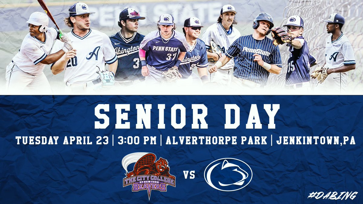 PSUAbingtonBSB's tweet image. ⚠️ SENIOR DAY ⚠️
🆚 The City College of New York  
🏟️ Alverthorpe Park - Jenkintown, PA 
🕑 3:00 PM 

Live Coverage: linktr.ee/psuabsb

#daBING | #d3baseball 
@abingtonsports