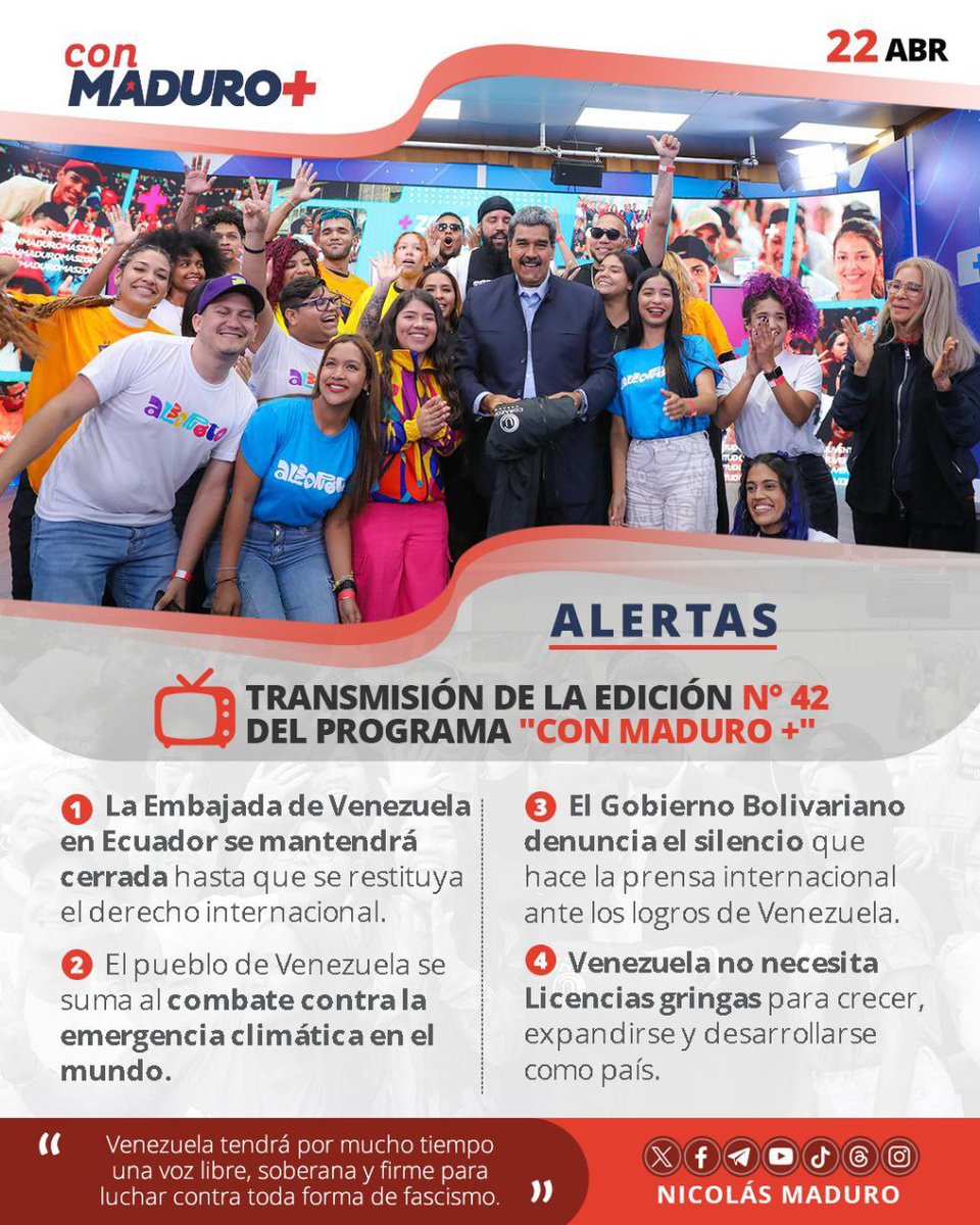 #LíneasPresidenciales ⏩ | @IndustriasVe te invita a conocer las líneas emanadas por el Presidente @NicolasMaduro durante la transmisión de la Edición N°42 del Programa 'Con Maduro +'