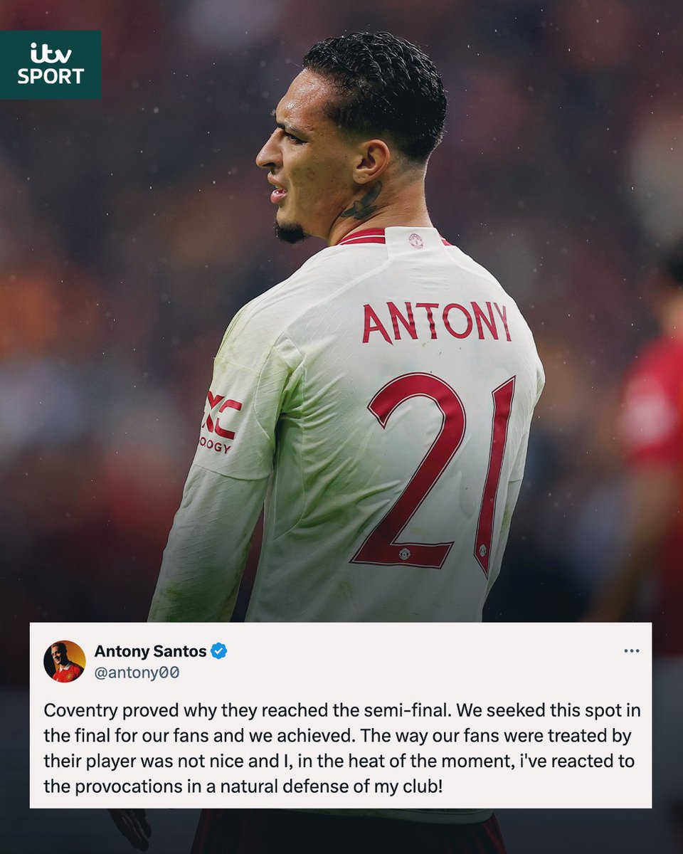 'I've reacted to the provocations!' 🗣️ Man Utd's Antony responds to the criticism around his celebration towards Coventry City players after last weekend's FA Cup semi-final👇
