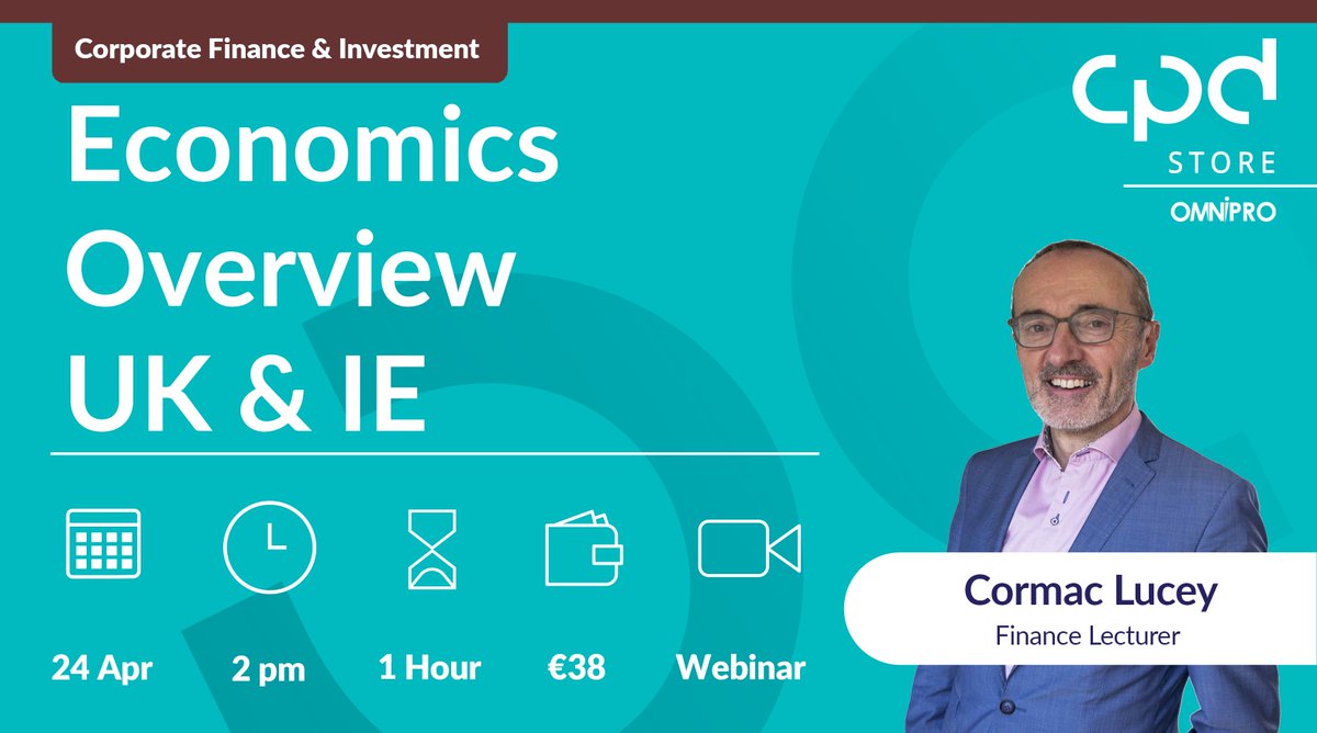 Tomorrow we'll be joined by @CormacLucey to present his session: Industry Accountants 2024 - Economics Overview UK & IE. Register here now: courses.cpdstore.ie/courses/indust…