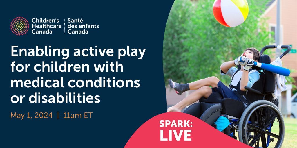 SPARK: Live Webinar coming up from @ChildHealthCan on May 1, 2024 @ 11am ET: Enabling active play for children with medical conditions or disabilities: Resources for families and clinical settings Learn more & register: bit.ly/4aBn7Je