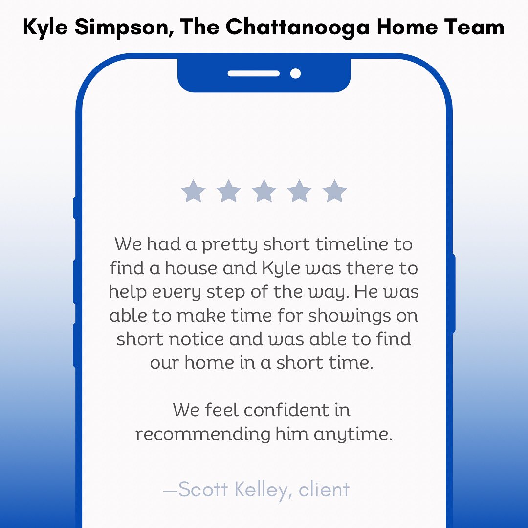 More kind words from happy clients 🙏

 #clientreview #satisfiedcustomer #chattanoogarealestateagent #chattanoogarealtor #thechattanoogahometeam #youragentkylesimpson