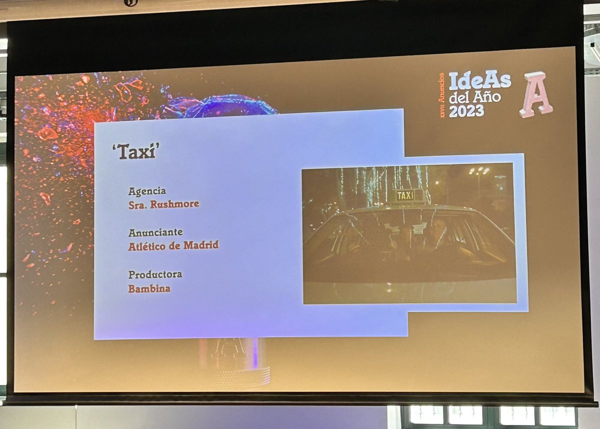 Archetype_ES's tweet photo. Enhorabuena a nuestros vecinos @srarushmore por el premio a la mejor Idea del Año de @AnunciosRevista en las #IdeasdelAño2023 por la campaña Taxi para el @Atleti. Una conmovedora historia que llega a todo el mundo apostando por los valores. Y enhorabuena @Atleti por esos valores https://t.co/MX53ds3J94