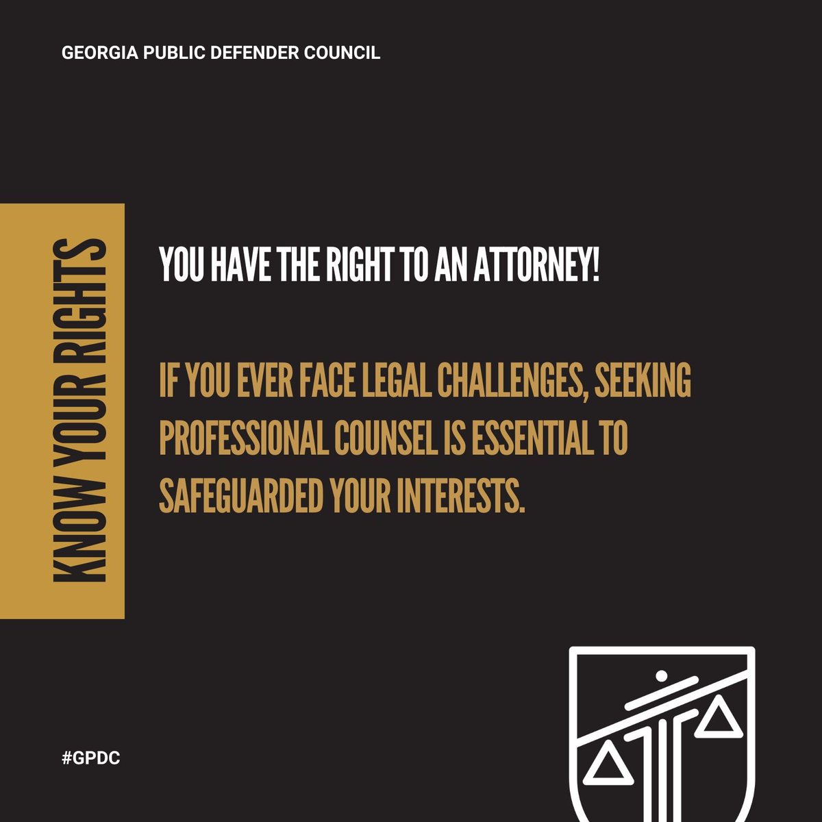 You have the right to an attorney! if you ever face criminal charges, seeking professional counsel is essential to safeguard your interests. #Share to spread the word! #KnowYourRights #PublicDefender