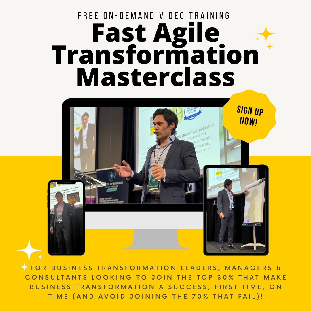 Transform your business with our FREE Fast Agile Business Transformation Masterclass! 🚀 Join now to learn the secrets of successful transformation and avoid common pitfalls. Watch FREE Training. Don't miss out! #BusinessTransformation #Agile #FreeTraining 🎓💼🚀…