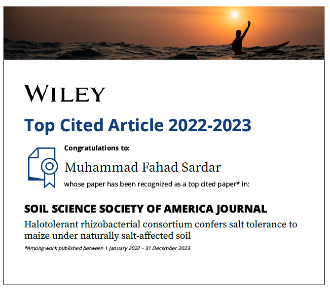Good news! My article received enough citations to be a #TopCitedArticle in Soil Science  Society of America Journal <a href="/SoilAssociation/">Soil Association</a> <a href="/SoilScienceEU/">ECSSS</a> <a href="/soilecology/">soil ecology</a>