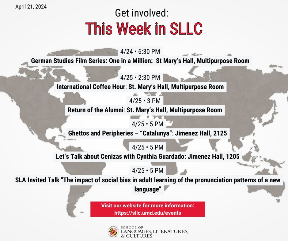 See what's happening and get involved this week in SLLC: sllc.umd.edu/events