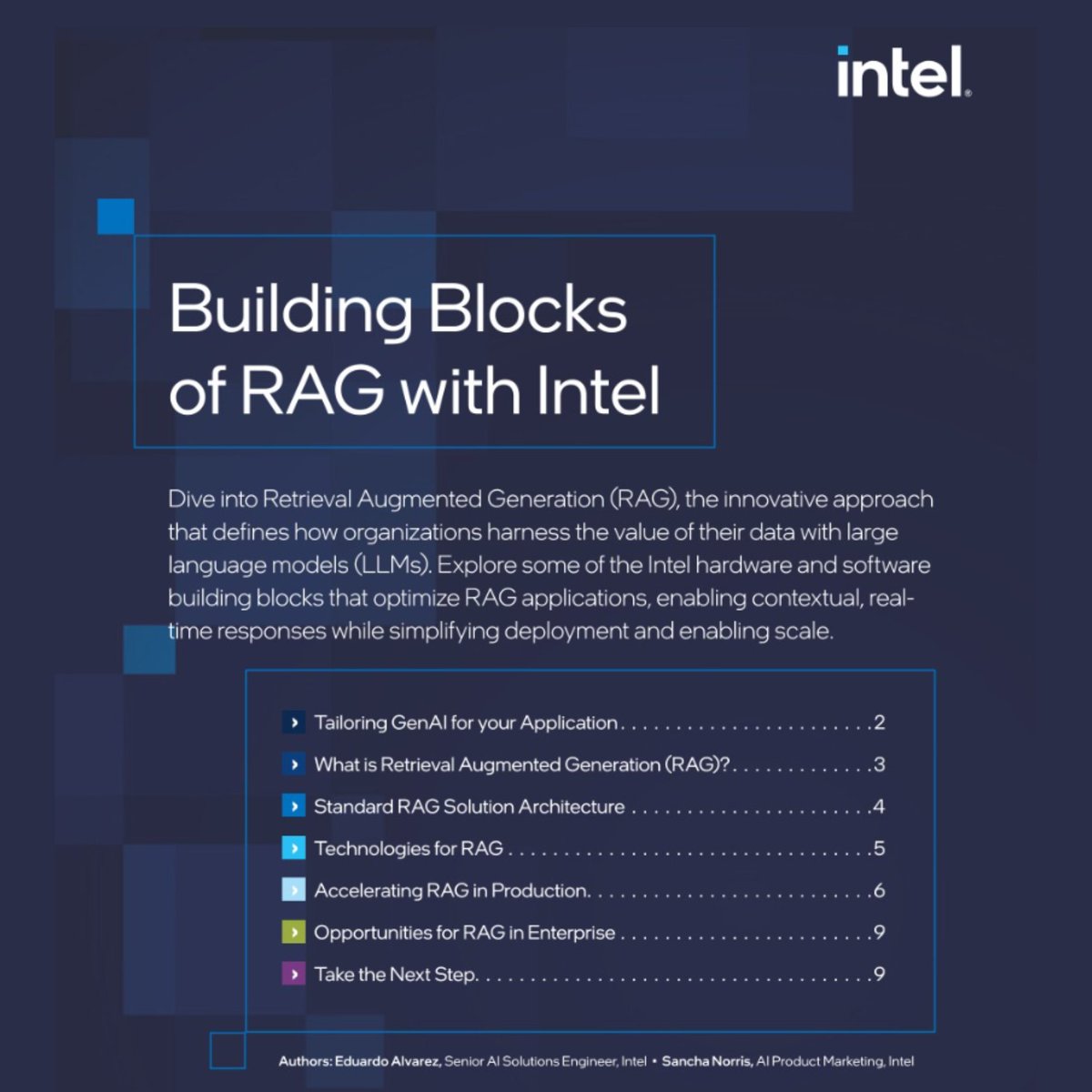 Explore how Intel's tech supercharges Retrieval Augmented Generation (RAG) in our new eBook! Discover faster, more secure applications with Intel Xeon CPUs & Gaudi Accelerators. Unlock potential in retail, manufacturing, & finance.   

Ready to innovate? linkedin.com/feed/update/ur…