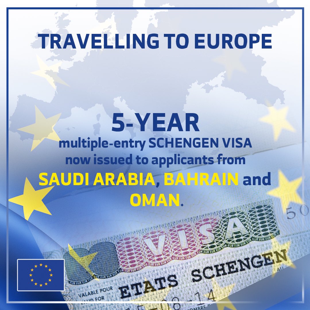 The European Commission has adopted new rules for the issuance of Schengen visas for Saudi, Bahraini and Omani nationals residing in their home country. It is an important step promoting people-to-people contacts and facilitating exchanges between the EU and GCC citizens👇