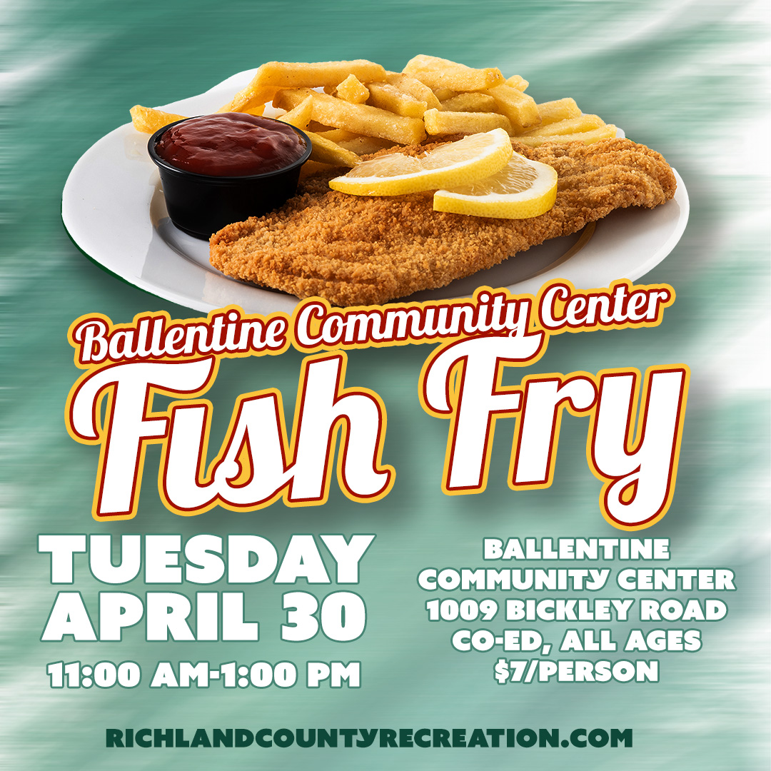 Don't forget! The Ballentine Community Center is hosting a Fish Fry on April 30th from 11 a.m. to 1 p.m. This delicious event will be a fun, unique way to connect with local community members. Call (803) 781-2031 for more info. #fun #colasc #sodacitysc #realcolumbiasc