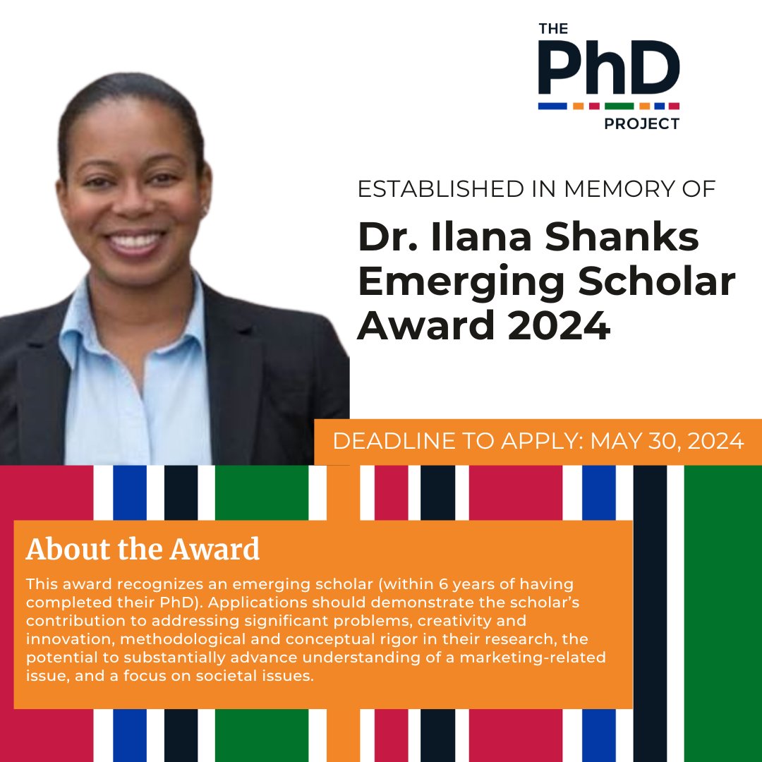 ThePhDProject's tweet image. We’re now accepting applications for the Dr. Ilana Shanks Emerging Scholar Award! To learn more and to submit your application before the May 30 deadline, please visit bit.ly/4aV4QGH #ThePhDProject #RoleModelEffect #EnrichingEducationForAll