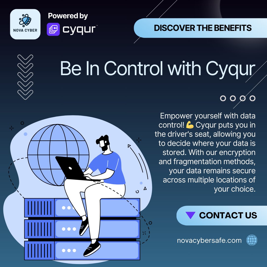 🚀💼 Take the reins of your data storage and security, empowered by our encryption and fragmentation techniques. Your data, your rules – embrace the freedom to safeguard your information exactly as you choose.
Learn more by visiting novacybersafe.com