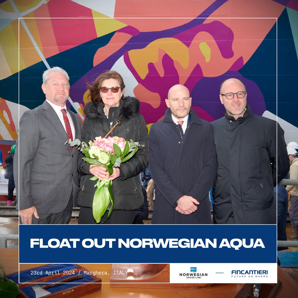 A cause for celebration, today the Float Out Ceremony for the #NorwegianAqua took place at our Marghera shipyard, a milestone marking the completion of external construction on the new vessel built for @CruiseNorwegian, scheduled for a 2025 debut. 
  
As the first ship in the…