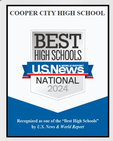 🌟📰 Exciting News! Cooper City High School has been named the 2024 ‘Best High School’ in the Nation, ranking in the Top 7% by US News & World Report! This prestigious recognition comes after evaluating over 25,000 schools across all 50 states, with a focus on academic