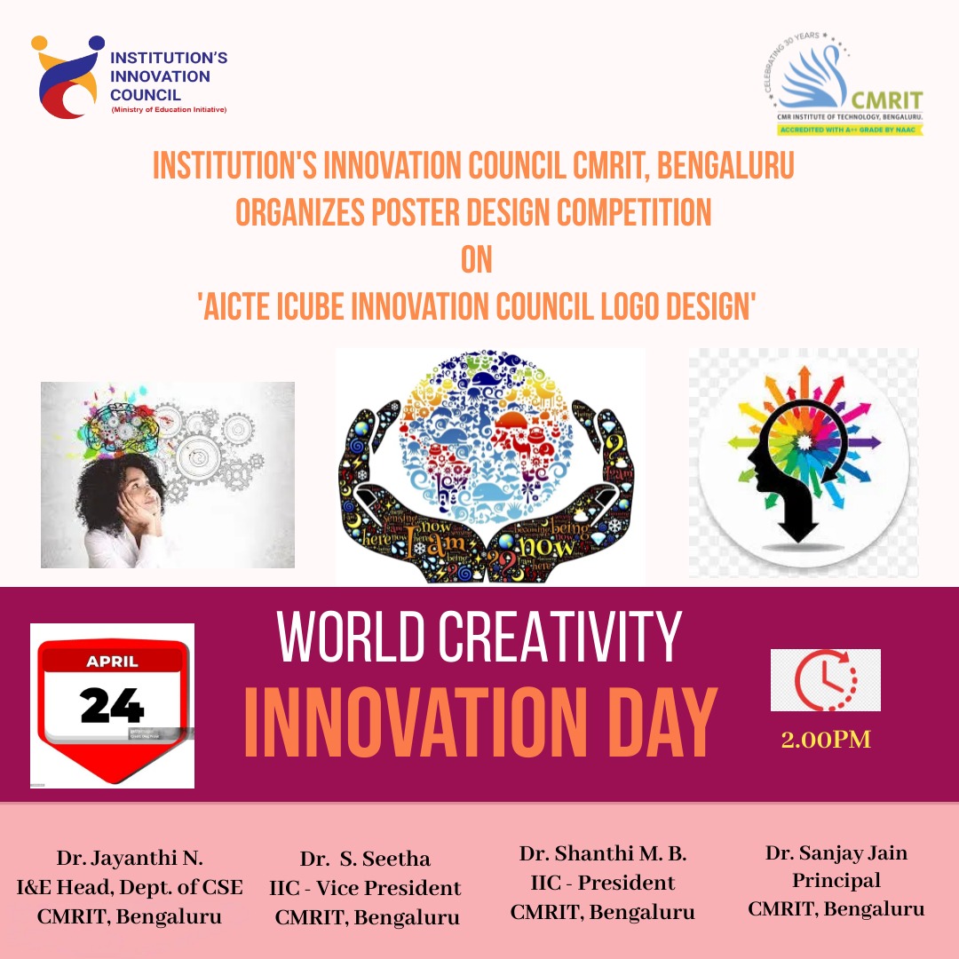 CMRIT - Institution’s Innovation Council is organizing a Poster Design Competition on AICTE Icube Innovation Council Logo Design on 24th April 2024.

@mhrd_innovation
@AICTE_INDIA

#cmritbengaluru #cmrit #IIC_CMRIT #mhrd #mhrdiic #iic #institution #council #world #creativity