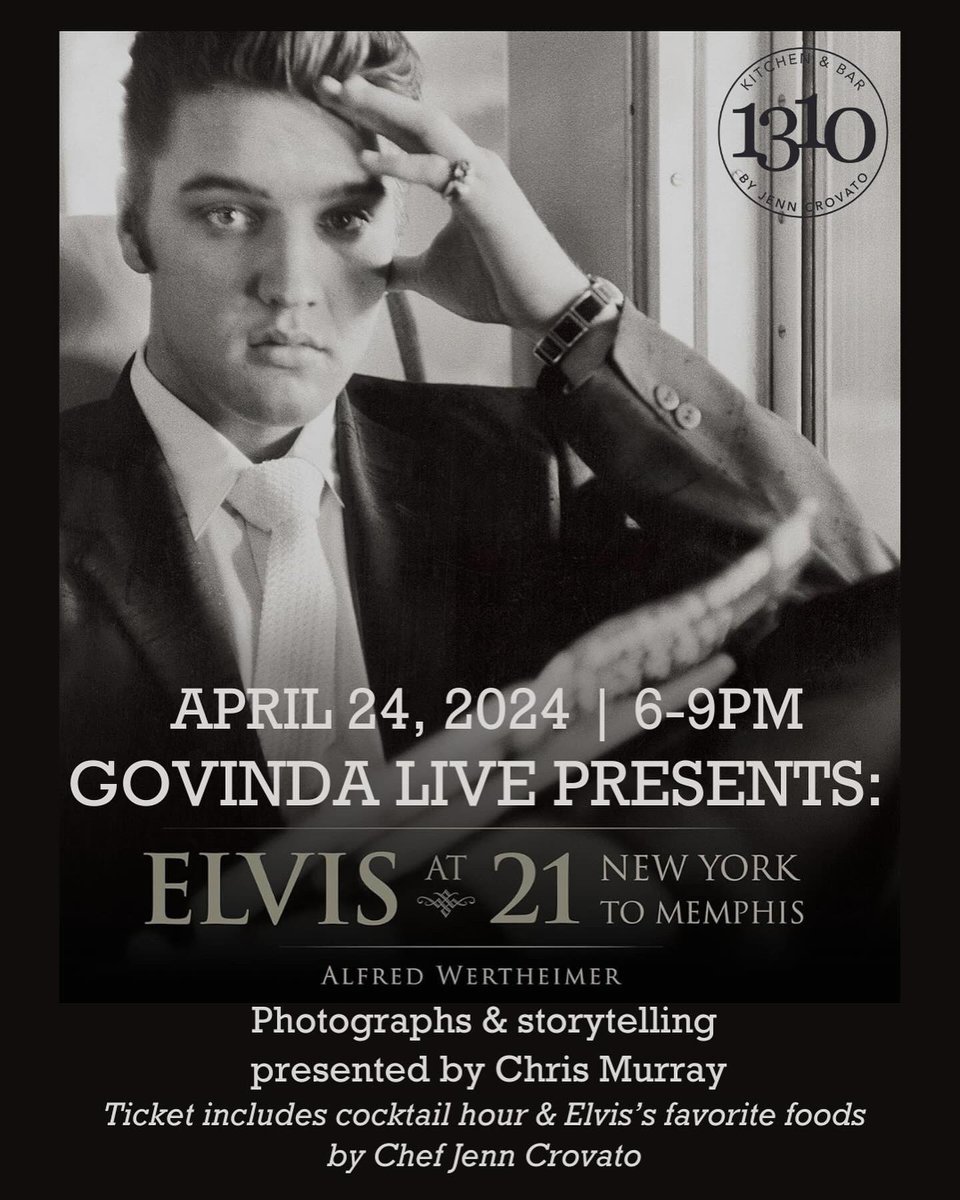 1310Kitchendc's tweet photo. TOMORROW: join us for “Elvis at 21” a presentation of rare photos from 1956 and Chef Jenn’s spin on The King’s favorite foods &amp; a signature cocktail in his honor. Register now: https://t.co/cxorjiIOVD 
And more live music on the way this summer! Mark your calendars! https://t.co/4gVHZSKhwC