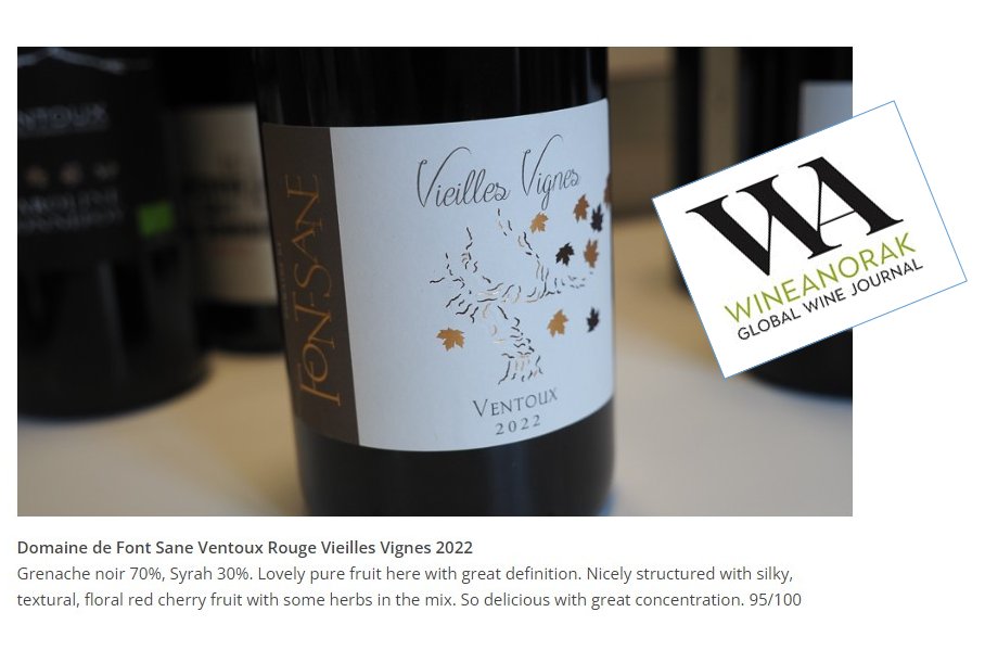 📣 Ventoux 'Vieilles Vignes' 2022 - Jamie Goode (Wine Anorak) - 95/100
#jamiegoode #ventouxwine #ventouxprovence #wineanorak #degustation #winetasting #aocventoux