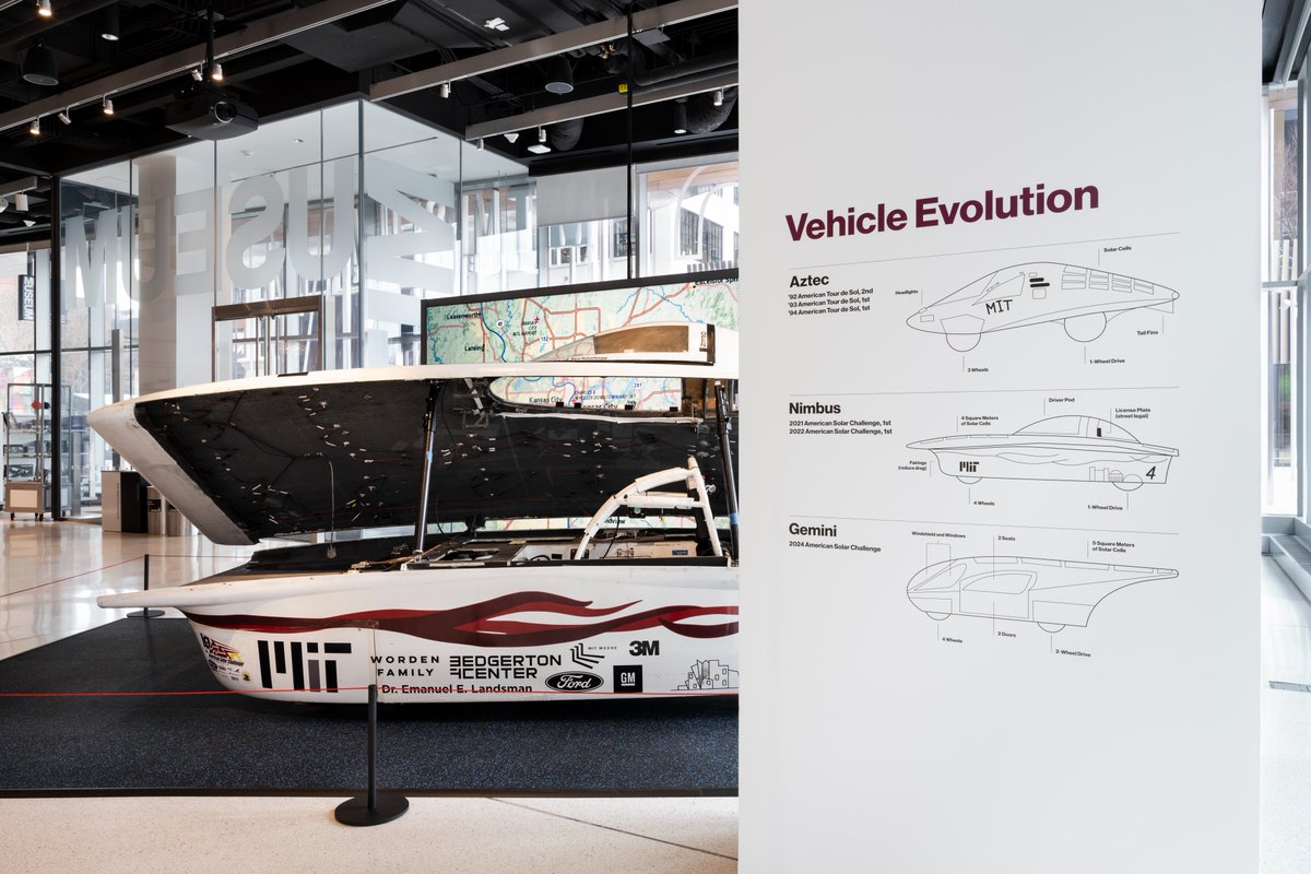 Meet the MIT Solar Electric Vehicle Team (@mitSolarCar) & explore their latest single-occupancy solar electric vehicle, Nimbus, winner of the American Solar Challenge in 2021 and 2022, and now on view in our lobby May 4 4-5pm Free with museum admission mitmuseum.mit.edu/programs/meet-…