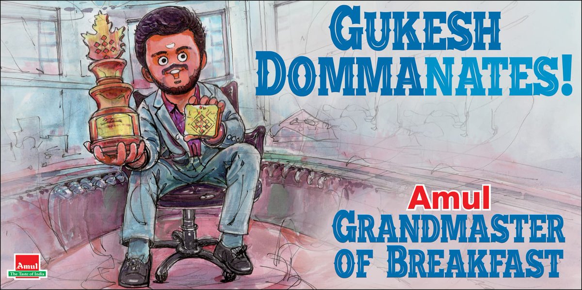 #Amul Topical: Celebrating the wonderful win of India’s prodigy at the Candidate Chess tournament!