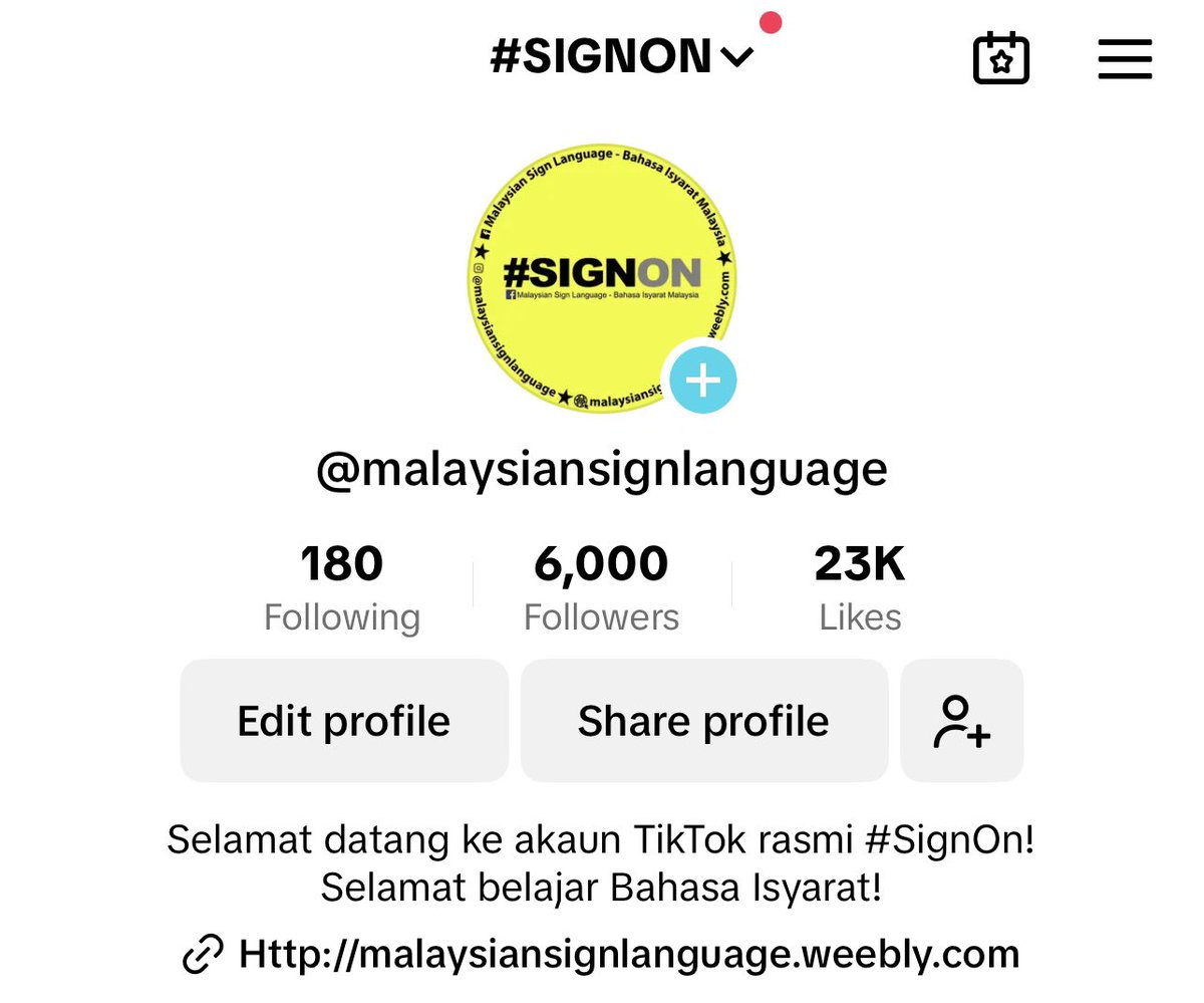 Terima kasih kepada followers yang mengikuti TT #SignOn. Alhamdulillah, genap 6K. Road to 10K. InshaAllah tahun ini kita cuba. Jemput follow ya : tiktok.com/@malaysiansign…. Terima kasih saya dahulukan. 🥰