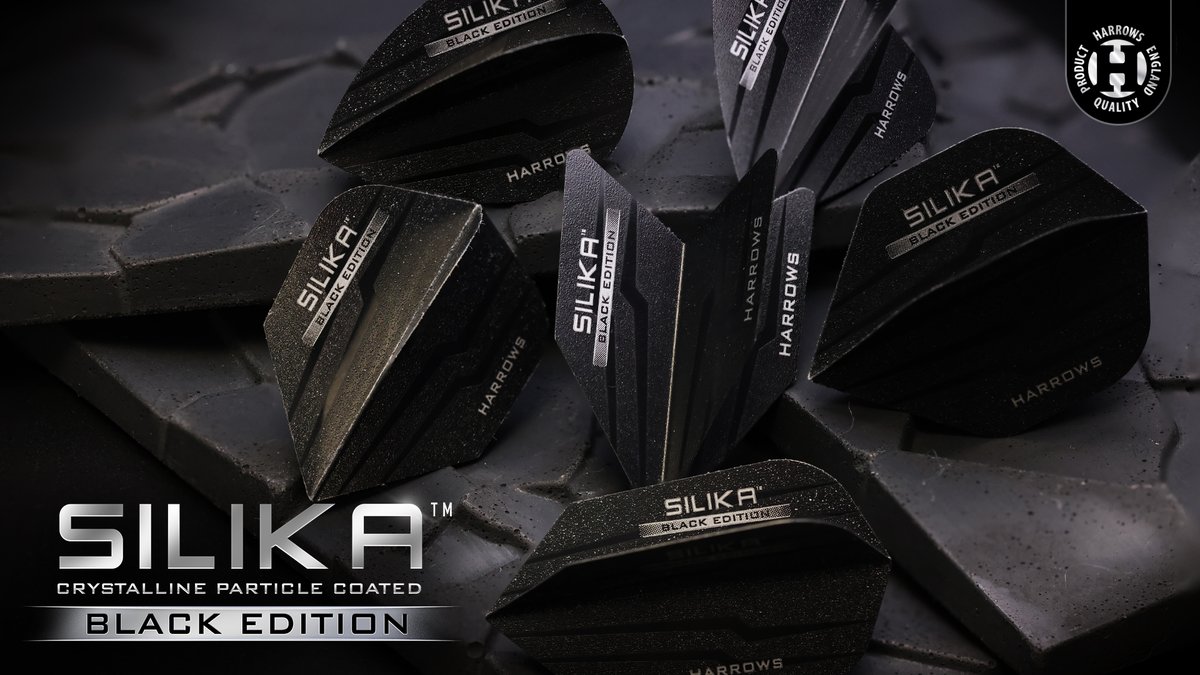 Silika Black Edition Flights Designed here in the UK, these flights are created here at Harrows HQ. The tough Silika crystalline coating contains tiny particles which, once applied, provide unparalleled longevity and extreme performance. #MadeInEngland #BlackEdition