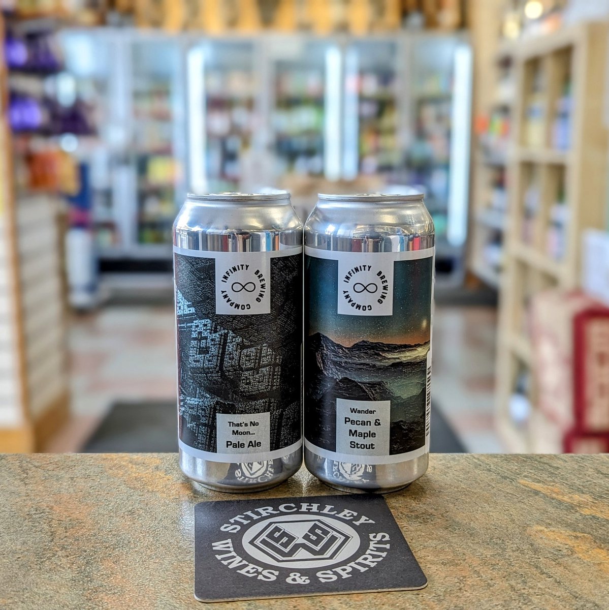 Fresh beer restock from local beer heroes, Maypole based @infinitybrewco.... 

🍺 That's No Moon... 4.5% Pale Ale
🍺 Wander 5.3% Pecan & Maple Stout

To Infinity and beyond! 💫
#VivaStirchley #VivaBrum #ShopIndependent #MadeInBirmingham🐂