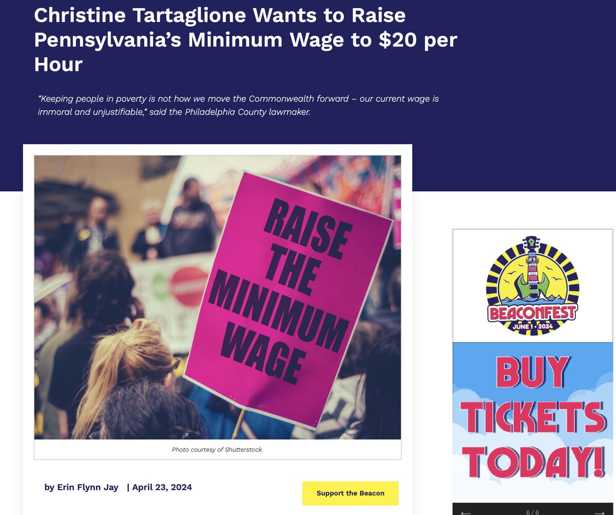 Democratic State Senator Christine Tartaglione Wants to Raise Pennsylvania’s Minimum Wage to $20 per Hour | “Keeping people in poverty is not how we move the Commonwealth forward – our current wage is immoral and unjustifiable.” #Fightfor20